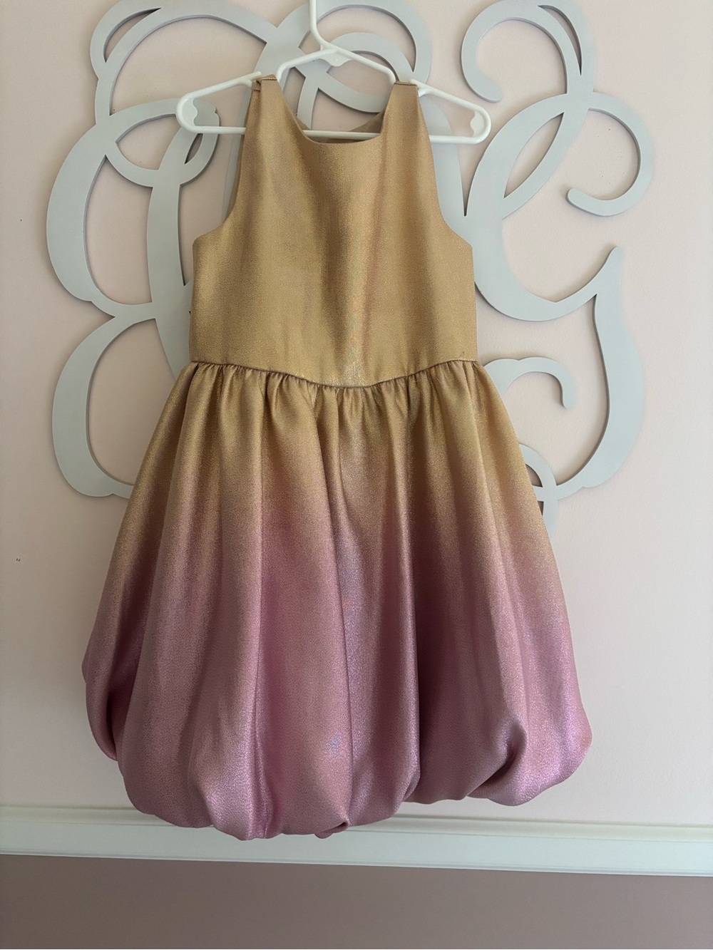 Rare Editions Gold to Pink Ombre Bubble Hem Dress